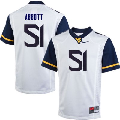 Men's West Virginia Mountaineers NCAA #51 Jake Abbott White Authentic Nike Stitched College Football Jersey YN15S01CI